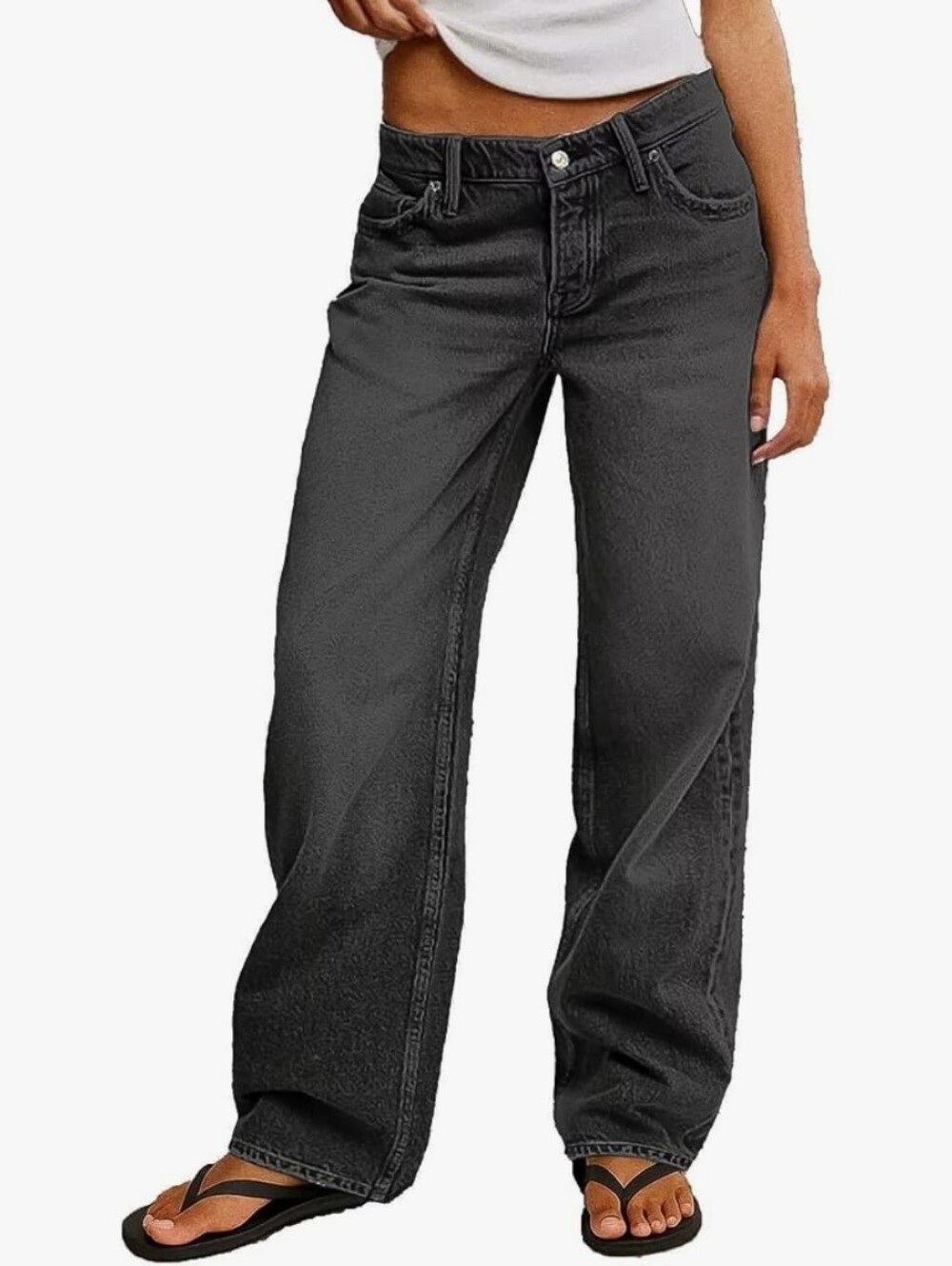 Flamingals Midrise Boyfriend Black Baggy Trendy Jeans NWT Medium